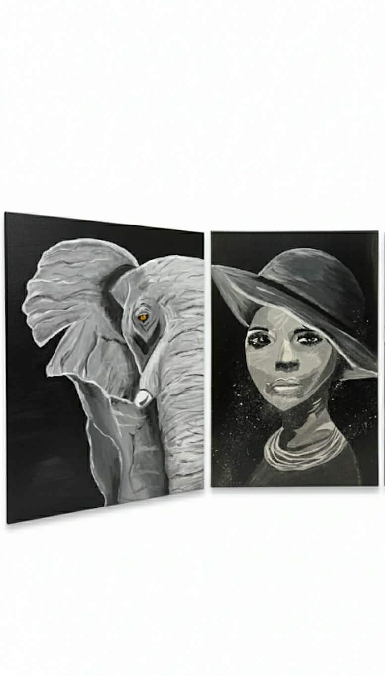 Elephant and African woman